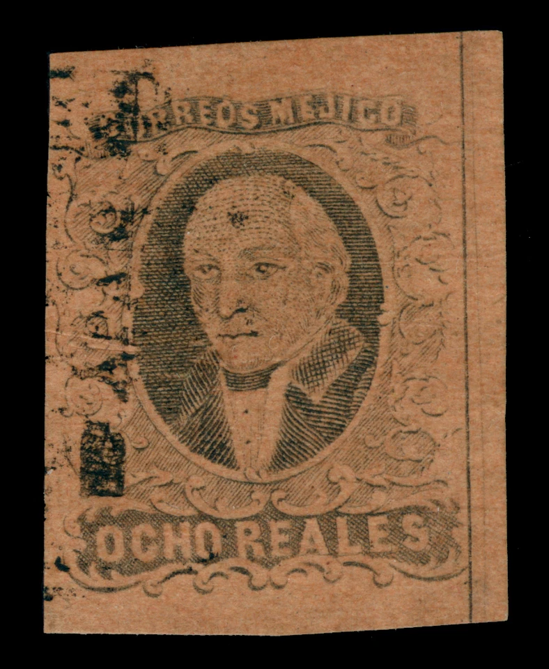 MEXICO 1861 HIDALGO  8r blk, red brown - APAM - district ovp. Scott # 11 used XF - Image 1 of 2