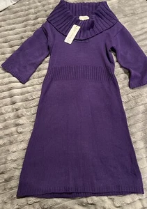 CI SONO PULLOVER KLEID LILA WASSERFALLAUSSCHNITT STRETCH GR. MEDIUM NEU MIT ETIKETT - Bild 1 von 3
