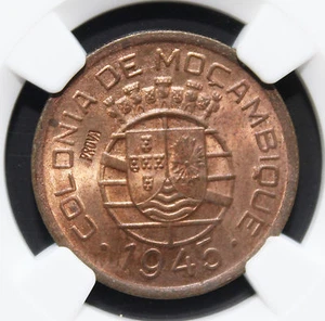 Mozambique 50 Centavos 1945 "PROVA" NGC Graded MS-64 RB ONLY GRADED ! - Picture 1 of 4