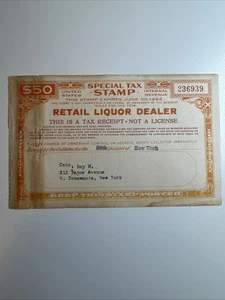 Special Tax Stamp - Retail Liquor Dealer - FYE 1953 - US Revenue - Picture 1 of 2
