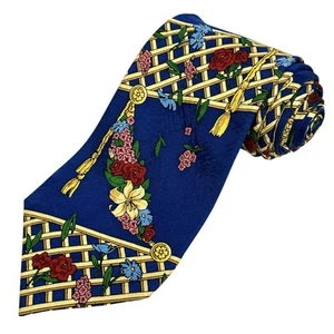 Rush Limbaugh No Boundaries Collection Tie Blue Gold Silk Floral Garden Flower - Picture 1 of 9
