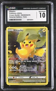 2023 POKEMON CROWN ZENITH GALLERY GALARIAN #GG30 PIKACHU HOLO CGC 10 - Foto 1 di 2