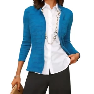 NWT-CHICO'S Structured Open Front Cardigan Textured Jacket Top size 1 = S/M - Picture 1 of 12