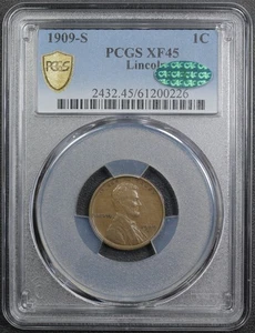 1909 S Lincoln Wheat Copper Cent 1C PCGS XF 45 CAC - Picture 1 of 4