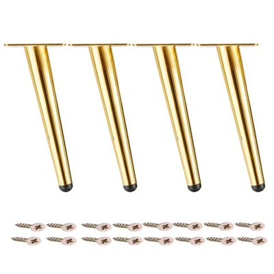 Paquete de 4 patas de metal cónicas inclinadas doradas de 10 pulgadas para mesa de centro Foto 1 de 4