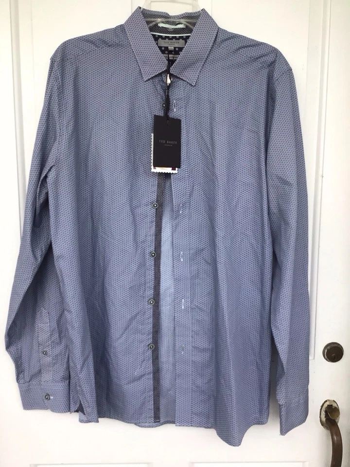 Blusa Ted Baker London NUEVA CON ETIQUETAS’s Mujer’s LS Geométrica Azul Marino Floral Algodón Talla. 4. Foto 1 de 4