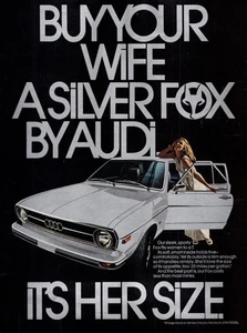 1974 Buy Your Wife A Silver Audi Fox Original 70s Shiny Vintage Print Ad Black - Bild 1 von 5