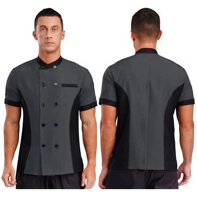 Unisex Men Women Cook Coat T-shirt Jacket Waitress Uniform Catering Work Bakery - Image 1 of 4