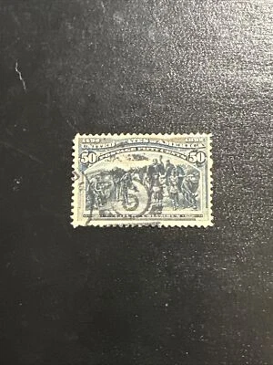 US Stamps Scott #240 - 50 cent Columbian Expo Issue Used Ng - Image 1 of 2