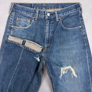 Vintage Levis 502 Jeans Mens 33x34 Blue LVC Selvedge Denim Pant Big E Washed Out - Picture 1 of 20