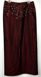 Vtg Laundry Shelli Segal Skirt Women 12 Burgundy Maxi Fairy Whimsigoth USA - Picture 1 of 13