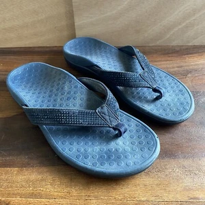Vionic Navy Blue Studded Rhinestone Flip Flop Thong Sandal Shoes Womens Size 7 - Picture 1 of 8