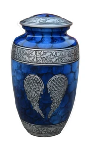 Angel Wing Cremation Urn Engraved Funeral Burial Urn for Human and Pet Ashes - Picture 1 of 6