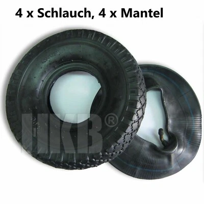 HKB ® 4 St. Sackkarren-Reifen mit Schlauch 3,00-4, Ventil TR87, Gummi schwarz, 420057