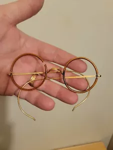 Monturas de gafas redondas de oro Artshel Tortise de colección tal cual - Imagen 1 de 12