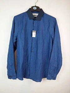 Primark Mens Size Large Blue Slim Fit Button Up Long Sleeve Shirt New - Picture 1 of 8