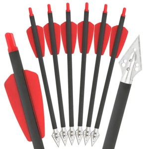 Crossbow Bolts Pure Carbon Arrow 9'' Bow Archery Blade Arrowhead Outdoor Hunting - Picture 1 of 16