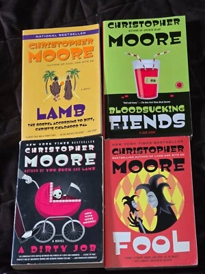 Christopher Moore Book Lot - 4 Softcover Books Humor Cult Fiction - Image 1 of 2