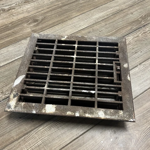 Antique Vintage Cast Iron Heat Grate Vent Wall Floor Register 12" x 14" Cover