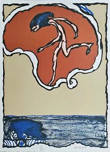 PIERRE ALECHINSKY Worldly Flying objects HAND SIGNED LITHO Belgian COBRA Artist - Picture 1 of 10