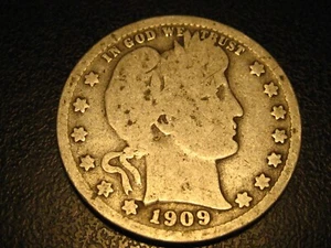 1909-D 90% Silver Barber Quarter - Picture 1 of 4