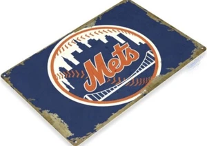 TIN SIGN New York Mets Retro Logo Citi Field Store Card Shop Fan day - Picture 1 of 1