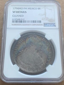 1794 MO FM Mexico 8 Reales Silver Coin Calico Charles VI KM106 NGC VF Details - Picture 1 of 2