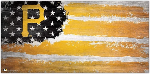 Pittsburgh Pirates "Flag Themed" Wood Signs 6"x12" Cover