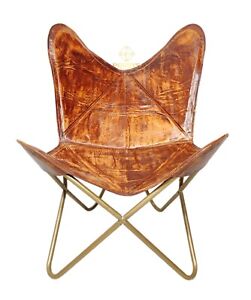 Entspannend Stuhl - Handmade Leder Sessel Heim Dekor mit Eisen Rahmen PL2-1.125