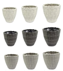 Poly-Rattan Blumentopf rund Pflanztopf Blumenkübel Polyrattan Übertopf - Bild 1 von 14