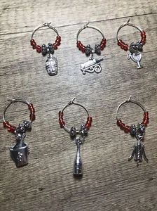 Nuevo conjunto de 6 marcadores de copa de vino hechos a mano, hechos a mano en Texas, tema de vino - Imagen 1 de 7