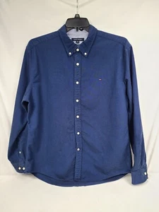 Tommy Hilfiger Men's Button Front Shirt Dark Blue Long Sleeve Custom Fit Size XL - Picture 1 of 8