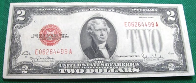 ERROR NOTE  1928G $2 Red Seal with Mint Mis-Cut F#1508 XF #S852 - Image 1 of 3