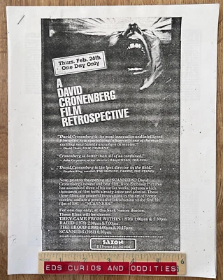 A David Cronenberg Film Retrospective SCANNERS (One Day) Boston Premier Program - Image 1 of 4