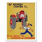 Propagande culture santé sécurité travail Espagne tracteur 12 x 16 pouces encadré art imprimé