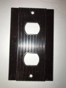 Vtg Ribbed Brown P&S UNILINE 1 Gang 2 Hole Despard Wall plate - Picture 1 of 4