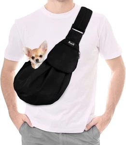 Pet Sling, Hand Free Dog Sling Carrier Adjustable Padded Strap Tote Bag - Picture 1 of 6