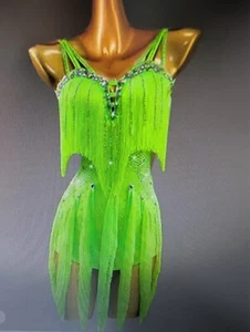 Turnierkleid Latein top neu ovp S 34 -36 grün Strass Glitzer - Bild 1 von 3