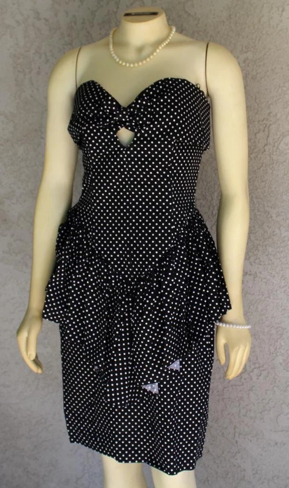 VESTIDO DISCO ROCKABILLY A LA CARTA VINTAGE SIN TIRANTES NEGRO LLAVE HOL PEPLUM Foto 1 de 1