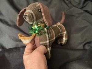 Target Dachshund Plush Brown Plaid Chamois Puppy Dog 2017 Stuffed Animal - Picture 1 of 6