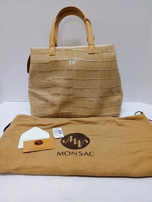 Vintage Monsac Beige Genuine Leather Purse Handbag croc certificate Jacobson's - Image 1 of 4