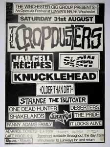 Cropdusters Poster Jailcell Recipes Knucklehead Lunways Inn Winchester UK 1991 - Picture 1 of 12