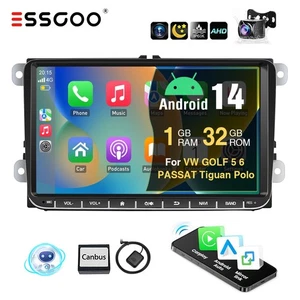 32G Android 14 Autoradio 9" para VW Golf MK5 6 Caddy Skoda Touran Tiguan GPS RDS - Imagen 1 de 21