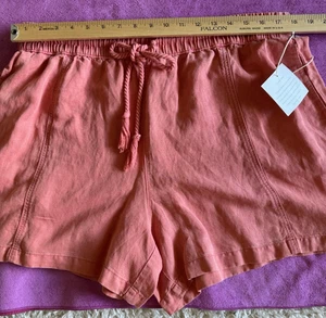 C&C California Shorts Women's Orange Linen Blend Pockets Casual Rope Drawstring - Picture 1 of 9