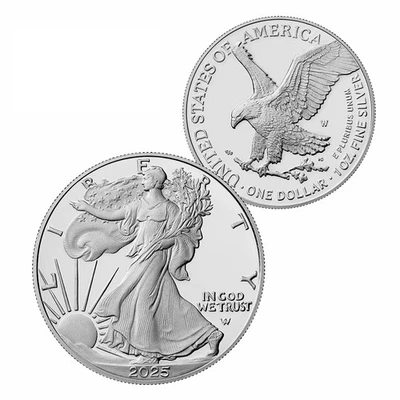 2025 1oz Silver American Eagle $1 Coin BU Brilliant Uncirculated .999 Fine - Image 1 of 4