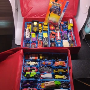 Vintage Tara Toy 48 red Car Carrie Case Nascar Diecast Matchbox Hot Wheels LOT! - Picture 1 of 11