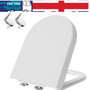 D Shaped Toilet Seat Soft Close With Quick Release Top Fix 360 Adjustable Hinge - Picture 1 of 8