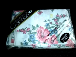 Fundas de Almohada Estándar NOS PR De Colección Años 70 Cannon Monticello Rosa Salmón Azul Floral - Imagen 1 de 5