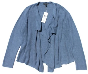 EILEEN FISHER Open Front Knit Drape Cardigan Organic Linen Cotton Blend - Picture 1 of 7