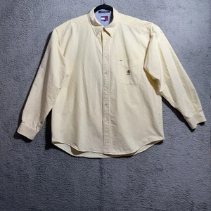 Tommy Hilfiger Shirt Mens XL Yellow Pin Stripe Button Down Long Sleeve Casual - Picture 1 of 11